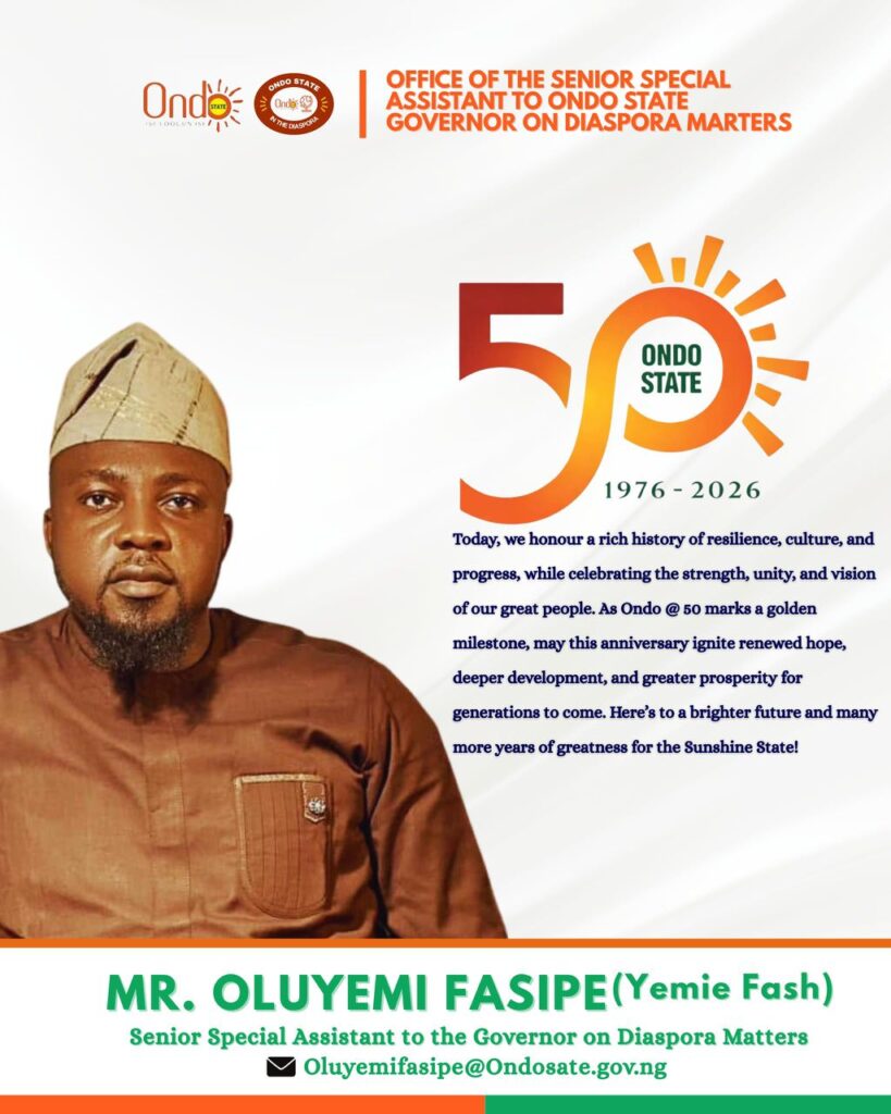 Ondo at 50: Aiyedatiwa’s aide, Fasipe, urges renewed commitment, lauds diaspora support